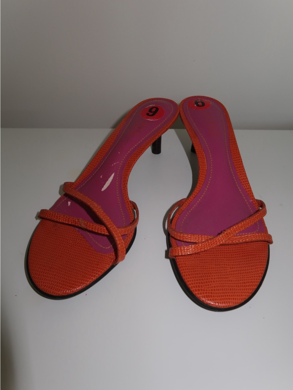 Ralph Lauren Orange Strappy Mule Heels